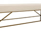 58" Ivory and Gold Upholstered Linen Bench