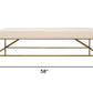 58" Ivory and Gold Upholstered Linen Bench