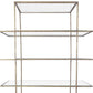 59" Antiqued Gold And Clear Iron and Glass Five Tier Etagere Bookcase