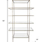 59" Antiqued Gold And Clear Iron and Glass Five Tier Etagere Bookcase