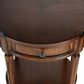 26" Medium Brown Manufactured Wood Round End Table With Drawer And Shelf