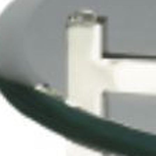 21" Clear And Silver Glass and Stainless Steel Round End Table