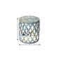 17" Rustic Blue Iron Lattice Round Top End Table