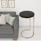 28" Black Marble Round End Table