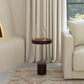 22" Black And Rosegold Solid Wood Round End Table