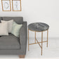 23" Brass And Gray Marble Round End Table