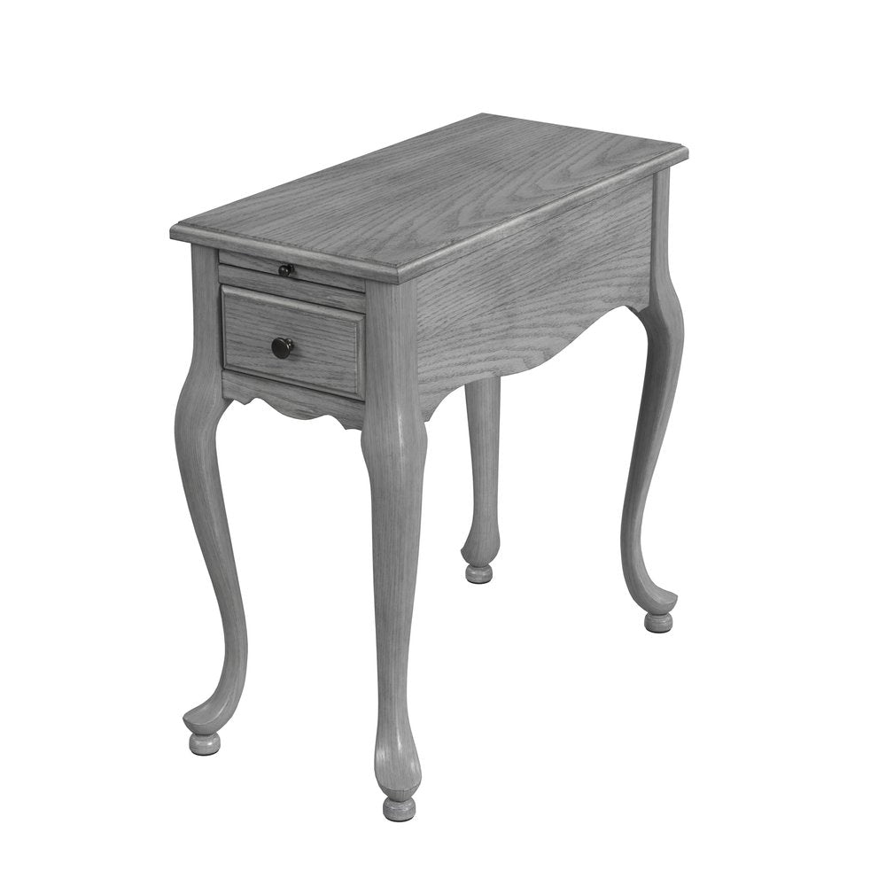25" Gray Solid And Manufactured Wood Rectangular End Table With Drawer