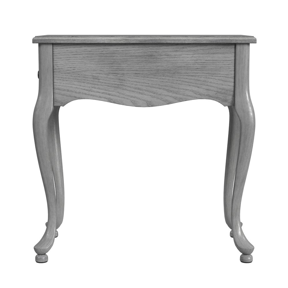 25" Gray Solid And Manufactured Wood Rectangular End Table With Drawer