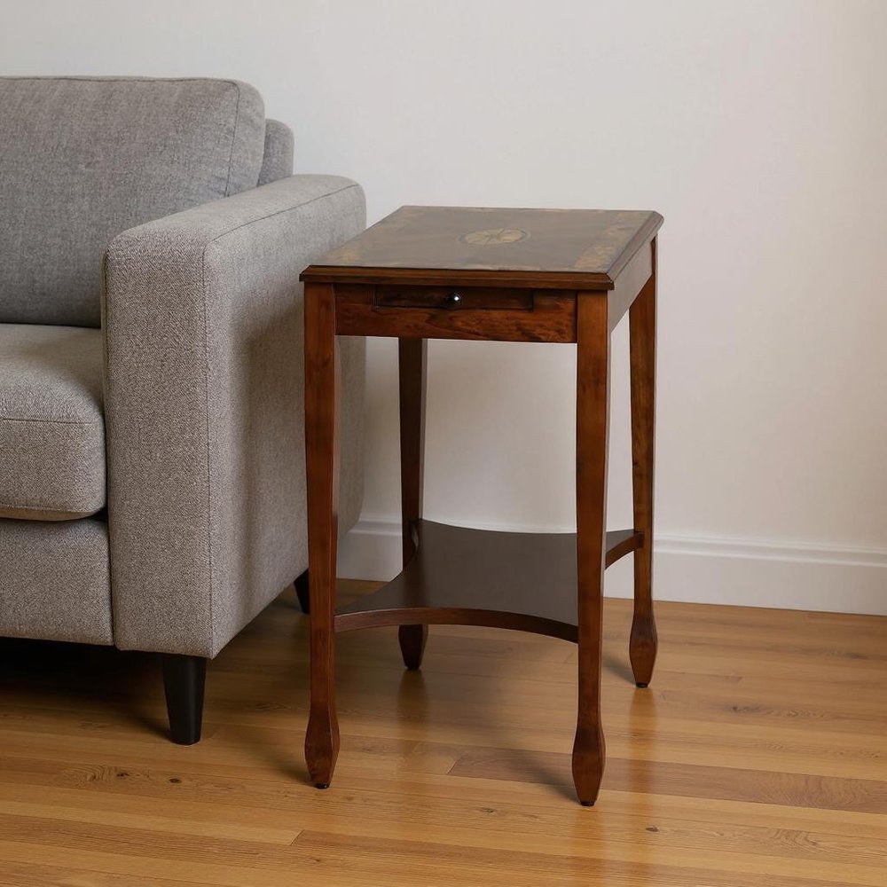 25" Wood Brown End Table With Shelf