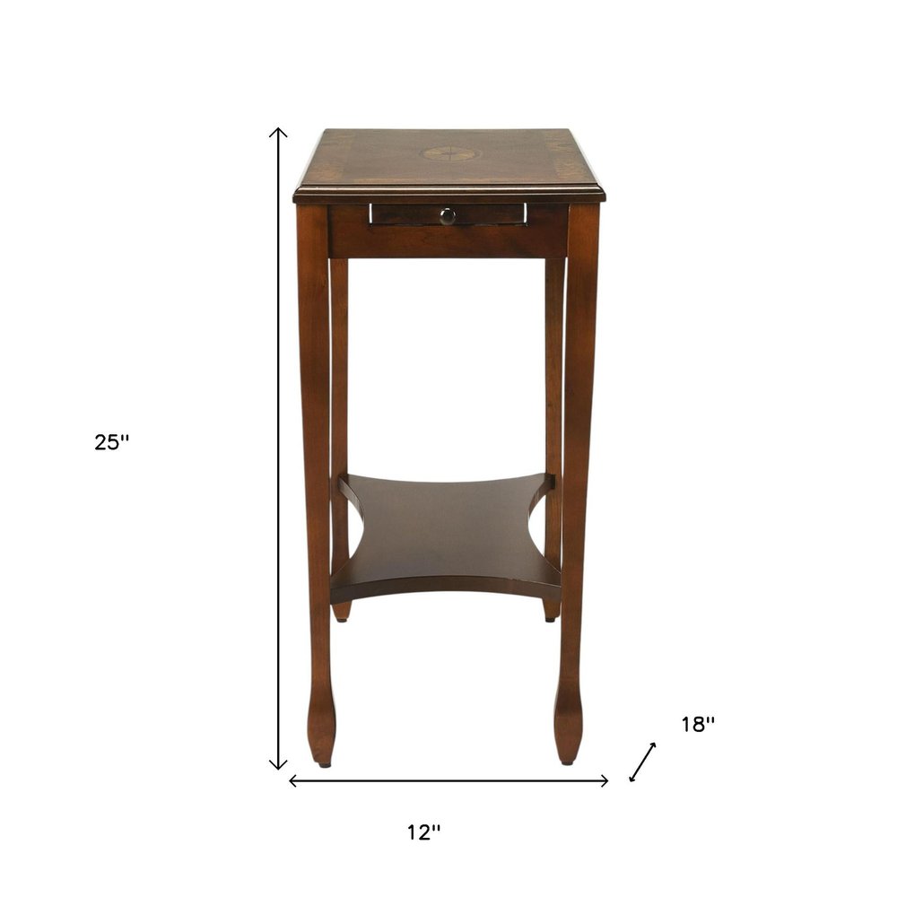 25" Wood Brown End Table With Shelf