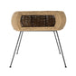 24" Black And Brown Distressed Rattan And Iron Round End Table With Shelf
