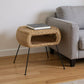 24" Black And Brown Distressed Rattan And Iron Round End Table With Shelf