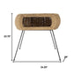 24" Black And Brown Distressed Rattan And Iron Round End Table With Shelf