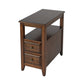 24" Brown Distressed End Table With Two Drawers And Shelf