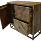 34" Shades of Natural Brown Solid Wood Accent Chest With A Door and Shelves