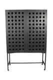 48" Dark Gray Solid Wood and Metal Holey Two Door Accent Chest