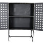 48" Dark Gray Solid Wood and Metal Holey Two Door Accent Chest