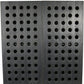 48" Dark Gray Solid Wood and Metal Holey Two Door Accent Chest