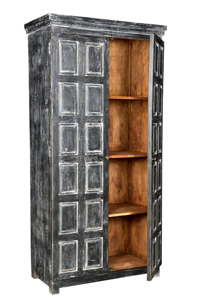 72" Dark Gray Solid Wood Pantry Or Storage Closet