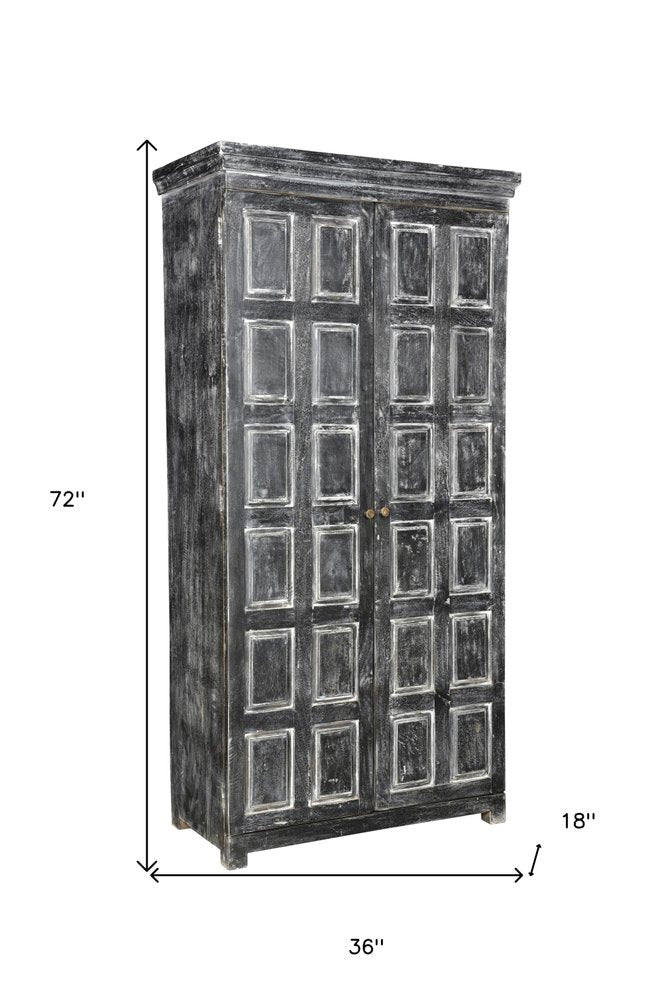 72" Dark Gray Solid Wood Pantry Or Storage Closet