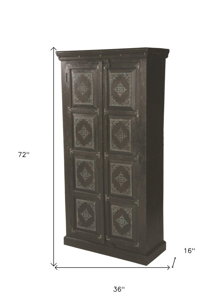 72" Dark Brown Solid Wood Pantry Or Storage Closet