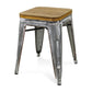 18 " Wood Brown And Gray Steel Backless Bar Chair