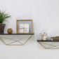 Set Of Two Black And Gold Wood And Metal Modern Wall Mounted Accent Shelves