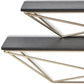 Set Of Two Black And Gold Wood And Metal Modern Wall Mounted Accent Shelves