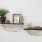 Set Of Two Black And Gold Wood And Metal Modern Wall Mounted Accent Shelves