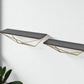 Set Of Two Black And Gold Wood And Metal Modern Wall Mounted Accent Shelves