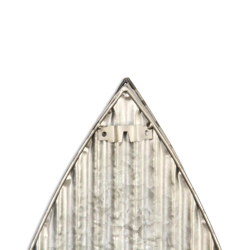 23" Brown And Gray Galvanized Metal And Wood Wall Mounted Boat Shelf