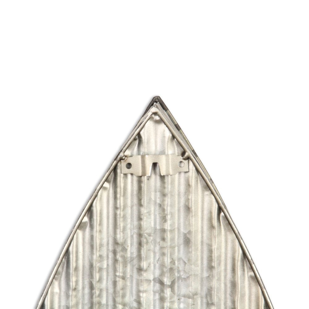 23" Brown And Gray Galvanized Metal And Wood Wall Mounted Boat Shelf