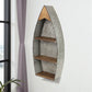 23" Brown And Gray Galvanized Metal And Wood Wall Mounted Boat Shelf