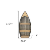 23" Brown And Gray Galvanized Metal And Wood Wall Mounted Boat Shelf