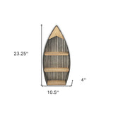 23" Brown And Gray Galvanized Metal And Wood Wall Mounted Boat Shelf