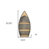 23" Brown And Gray Galvanized Metal And Wood Wall Mounted Boat Shelf