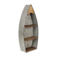 23" Brown And Gray Galvanized Metal And Wood Wall Mounted Boat Shelf