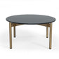 36" Black and Gold Faux Marble And Steel Round Coffee Table
