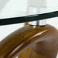 45" Clear and Brown Glass And Solid Wood Round Abstract Coffee Table