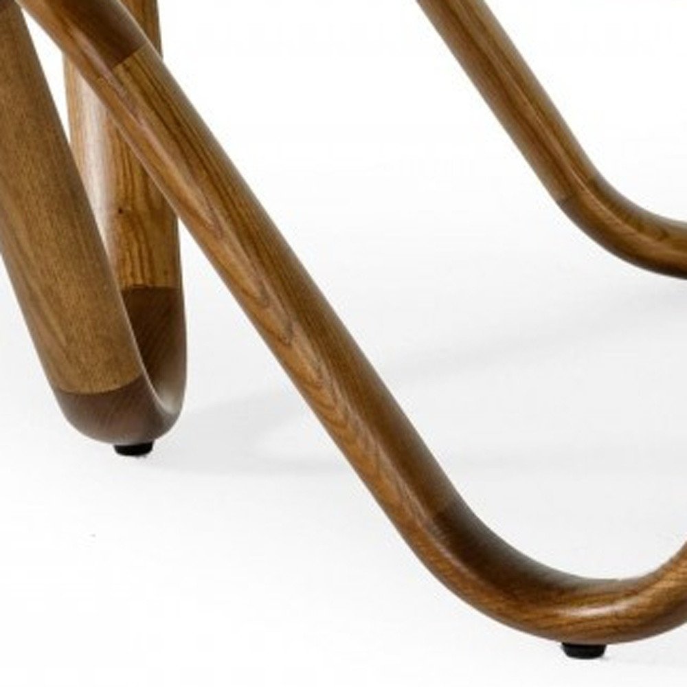 45" Clear and Brown Glass And Solid Wood Round Abstract Coffee Table