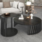 Set of Two Black Faux Marble And Solid Wood Round Abstract Nested Coffee Tables