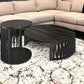 Set of Two Black Faux Marble And Solid Wood Round Abstract Nested Coffee Tables