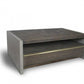 47" Brown and Dark Gray Solid Wood And Concrete Block Coffee Table With Drawer And Shelf