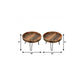 Set Of Two Black And Natural Brown Solid Wood And Iron Round End Tables