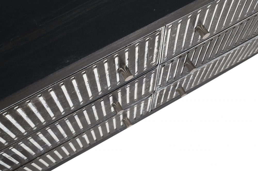 48" Antique Brown Solid Wood Six Drawer Double Dresser