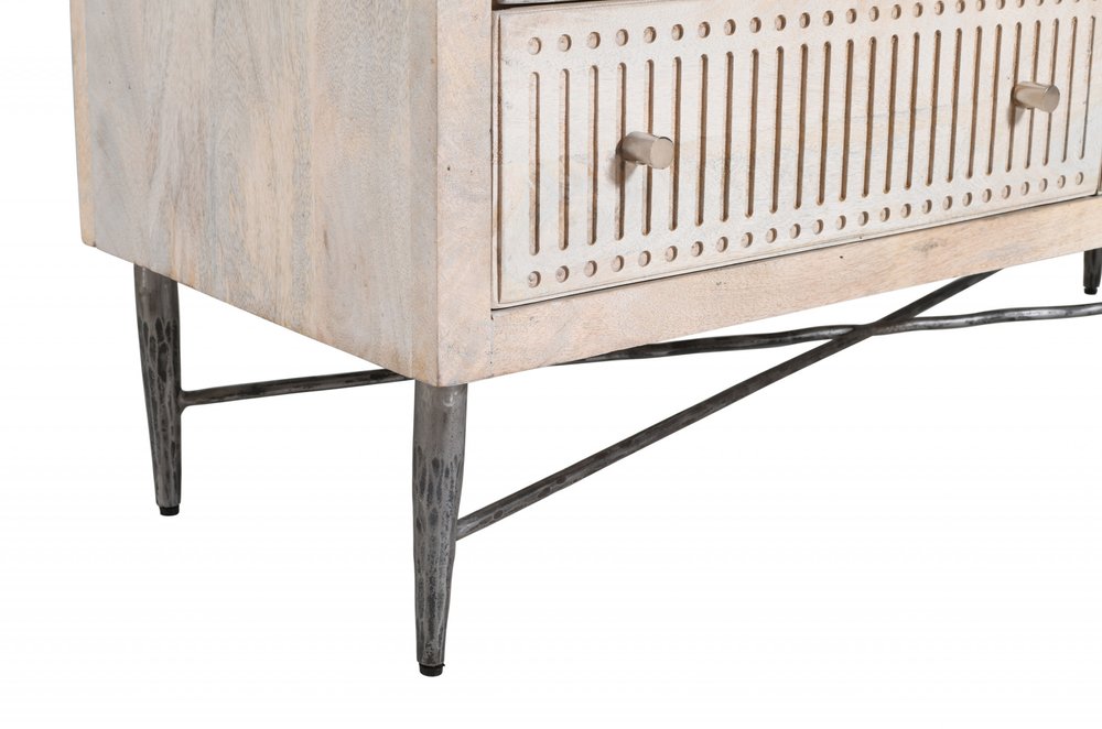 48" Brushed Ivory Solid Wood Six Drawer Double Dresser