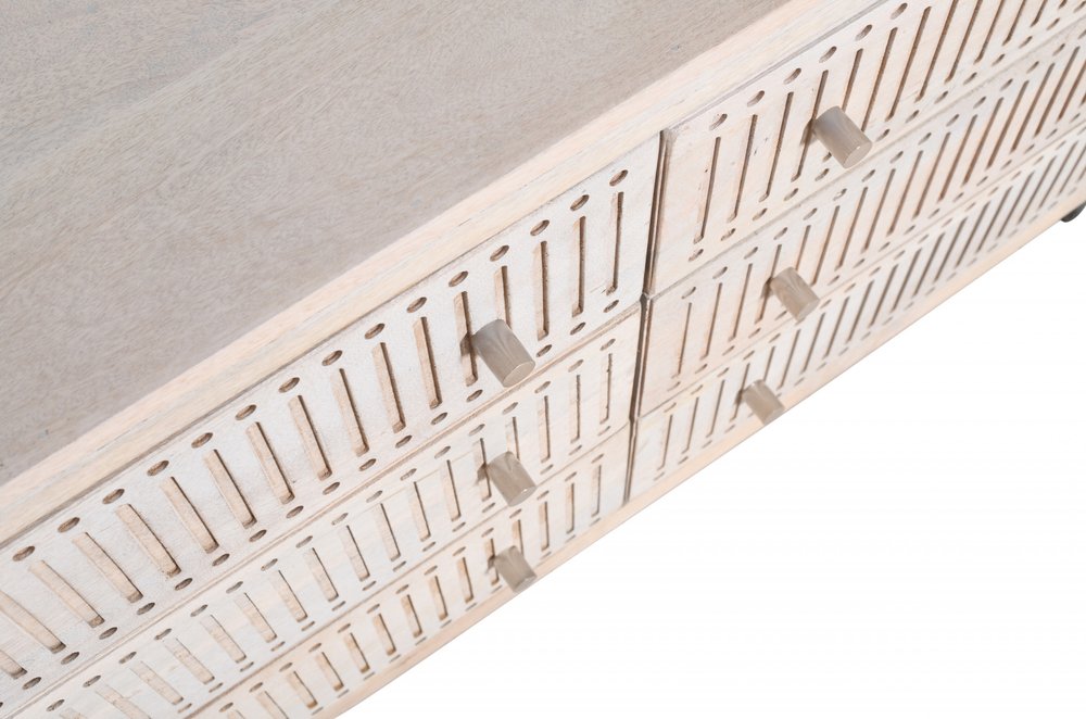 48" Brushed Ivory Solid Wood Six Drawer Double Dresser