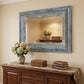 50" Blue and Silver Solid Wood Framed Accent Mirror