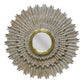 44" Antiqued Gold Sunburst Wood and Metal Framed Accent Mirror