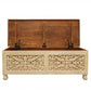 46" Antique White Solid Carved Wood Scroll Bench with Flip Top